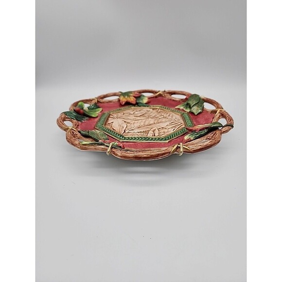 Fitz & Floyd Christmas Lodge Wall Plate Canape Plate 10 1/2" w Hanging Bracket - Picture 10 of 12